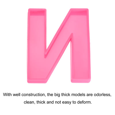 Harfington Silicone Resin Letter Mold 3D Mold for Epoxy Resin Art Large N Pink 6inch