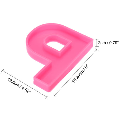 Harfington Silicone Resin Letter Mold 3D Mold for Epoxy Resin Art Large P Pink 6inch