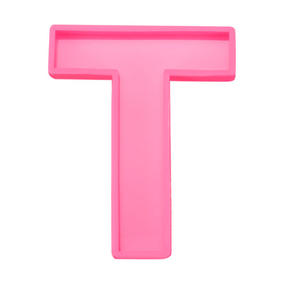 Harfington Silicone Resin Letter Mold 3D Mold for Epoxy Resin Art Large T Pink 6inch