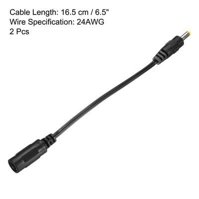 Harfington 2Pcs DC 5.5x2.1mm Female to 2.5x0.7mm Male Extension Cable Adapter Cord Black