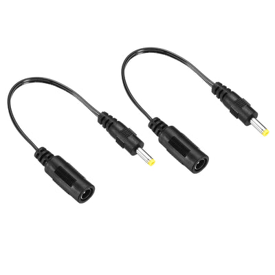 Harfington 2Pcs DC 5.5x2.1mm Female to 2.5x0.7mm Male Extension Cable Adapter Cord Black