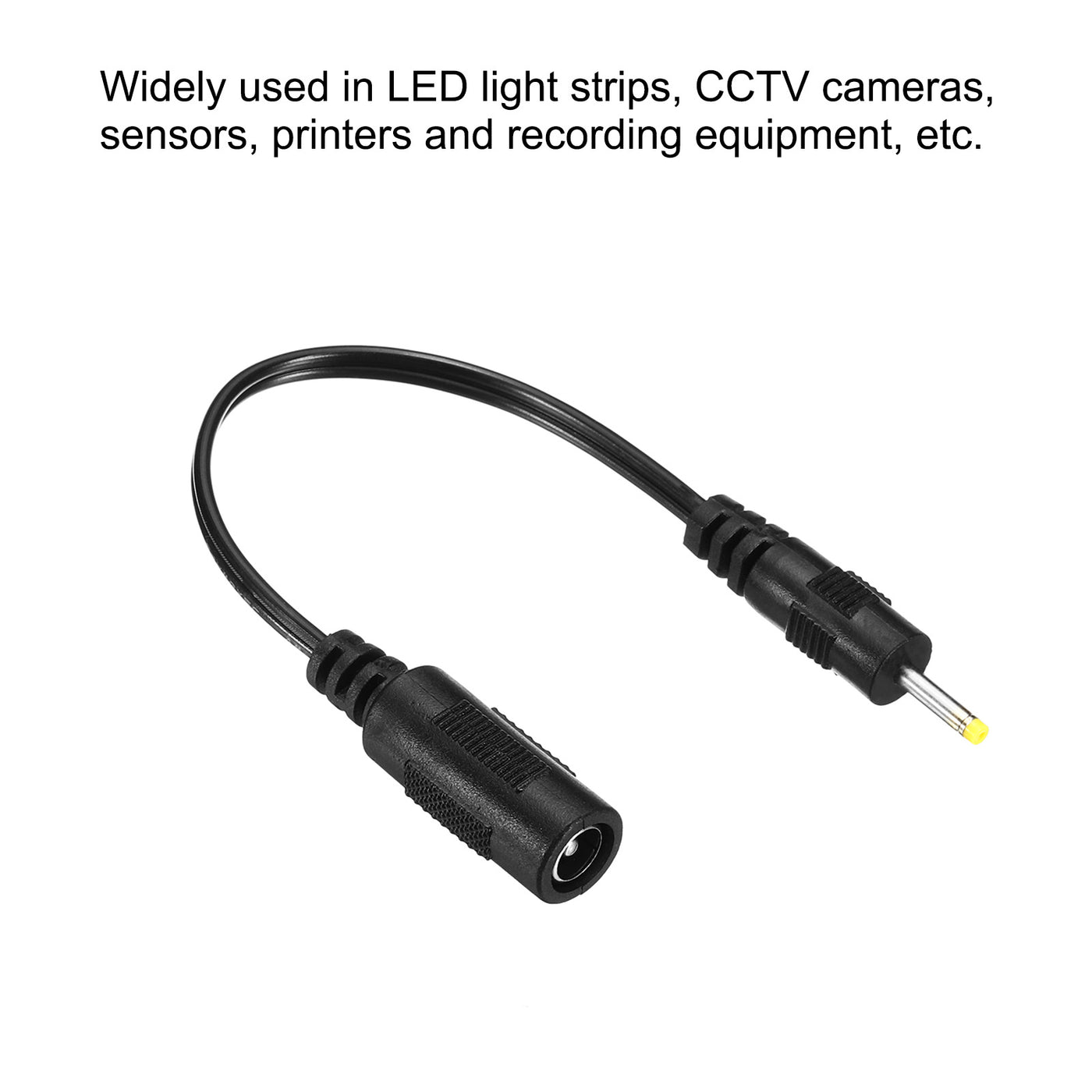 Harfington 2Pcs DC 5.5x2.1mm Female to 2.5x0.7mm Male Extension Cable Adapter Cord Black