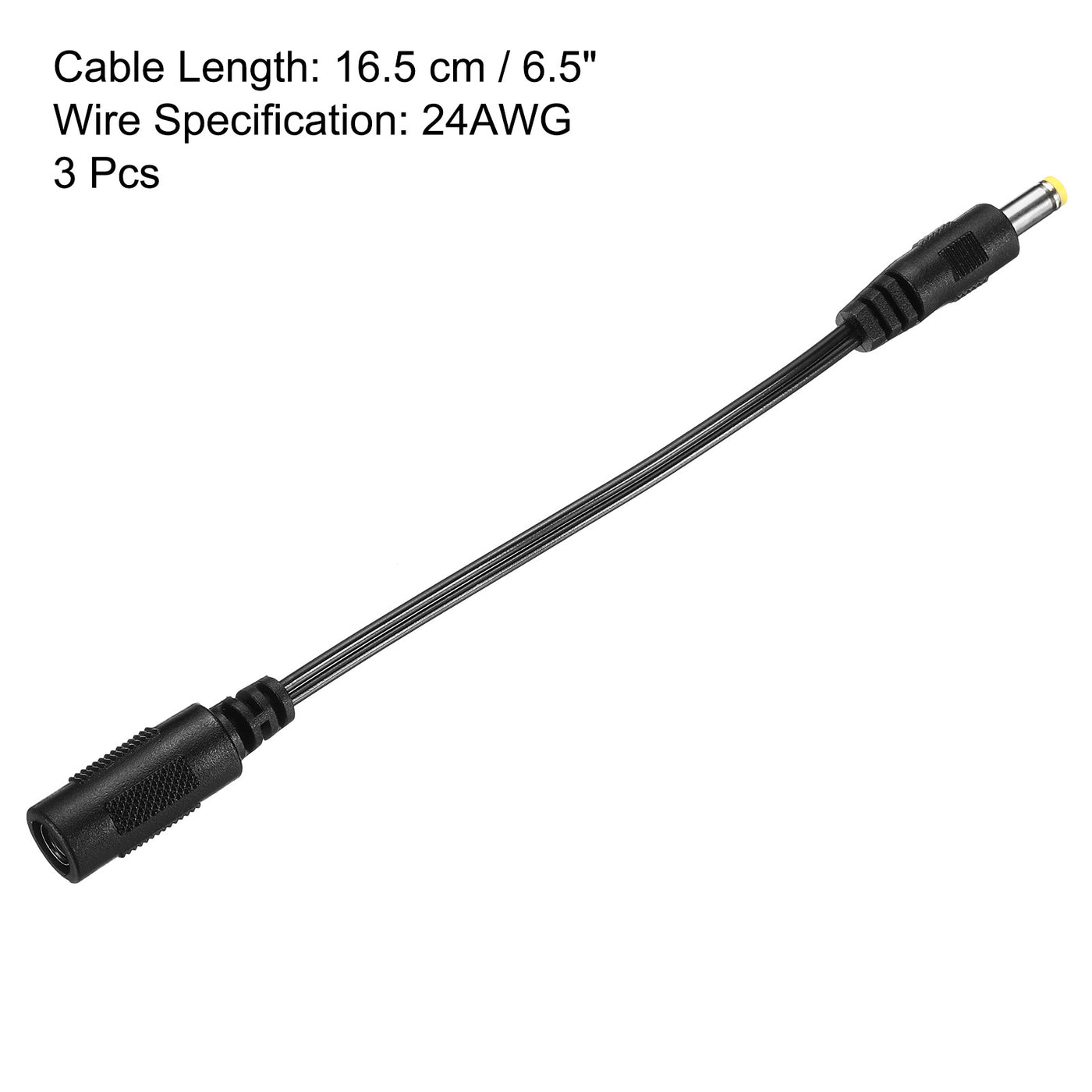 Harfington 2Pcs DC 5.5x2.1mm Female to 2.5x0.7mm Male Extension Cable Adapter Cord Black