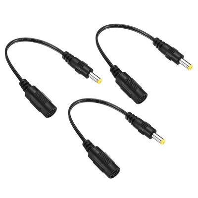 Harfington 2Pcs DC 5.5x2.1mm Female to 2.5x0.7mm Male Extension Cable Adapter Cord Black