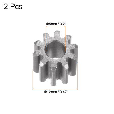 Harfington 2pcs Flat Spur Gear 5mm Inner Aperture 10T 1 Module Stainless Steel Motor Gear