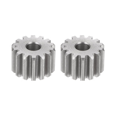 Harfington 2pcs Flat Spur Gear 5mm Inner Aperture 14T 1 Module Stainless Steel Motor Gear