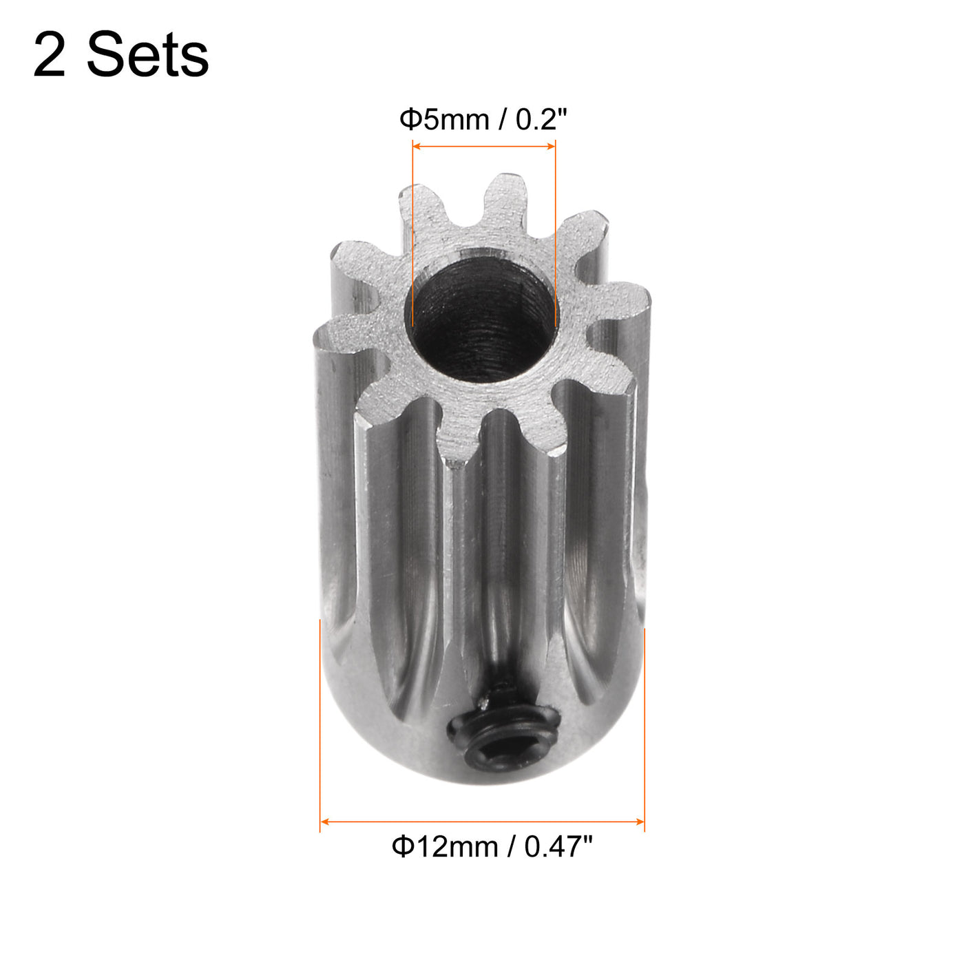 Harfington 2pcs Straight Spur Gear 5mm Aperture 10T 1 Module Stainless Steel Motor Gear