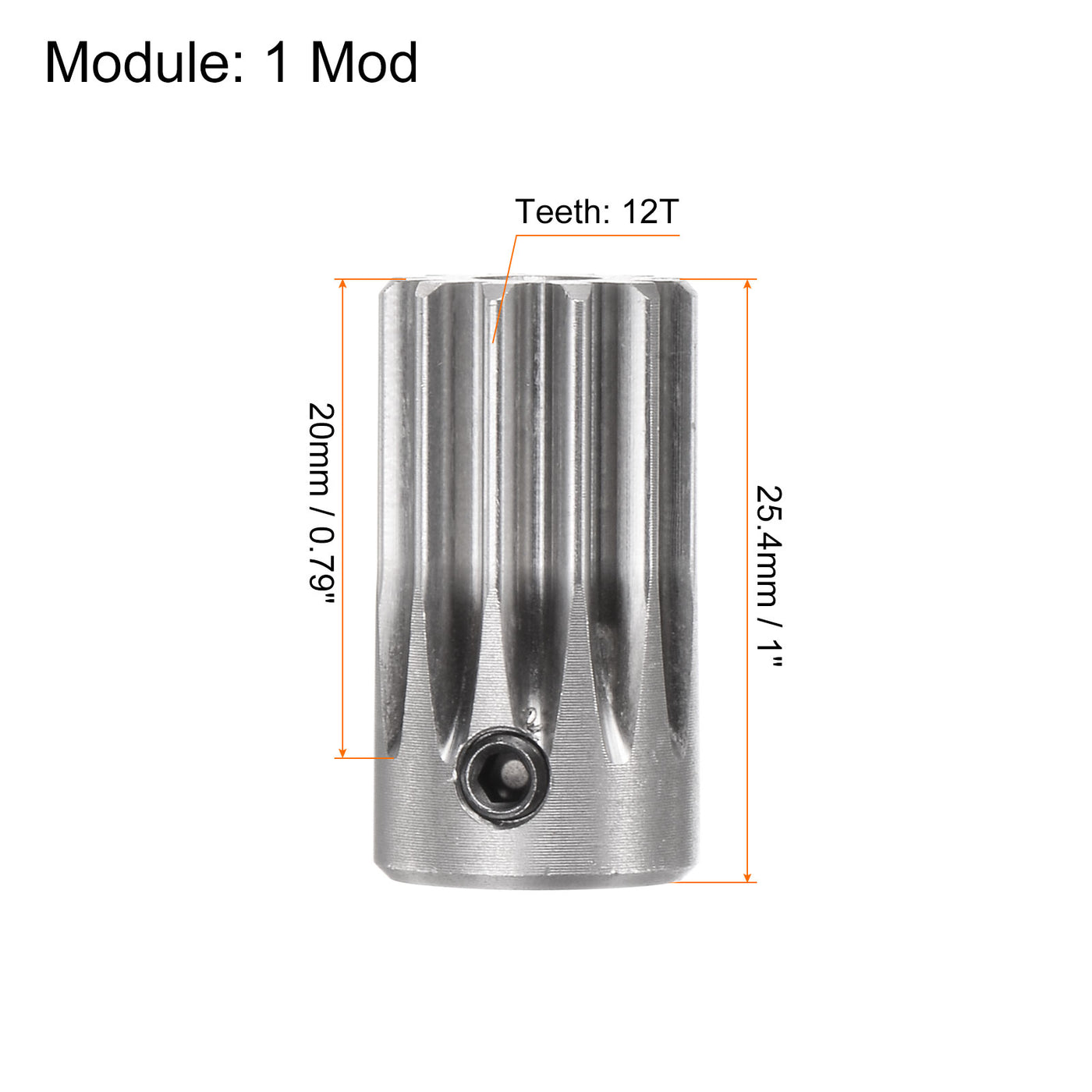 Harfington Straight Spur Gear 5mm Aperture 12T 1 Module Stainless Steel Motor Gear