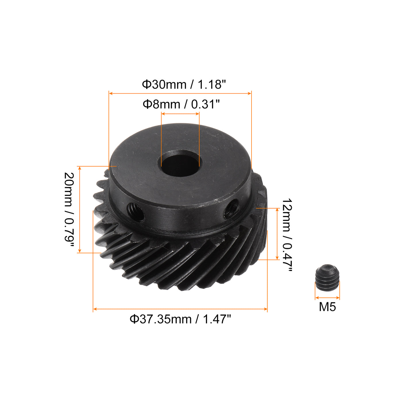 uxcell Uxcell 8mm Aperture 25T Helical Gear 1 Mod Hardened Steel Motor Gear, Right Direction