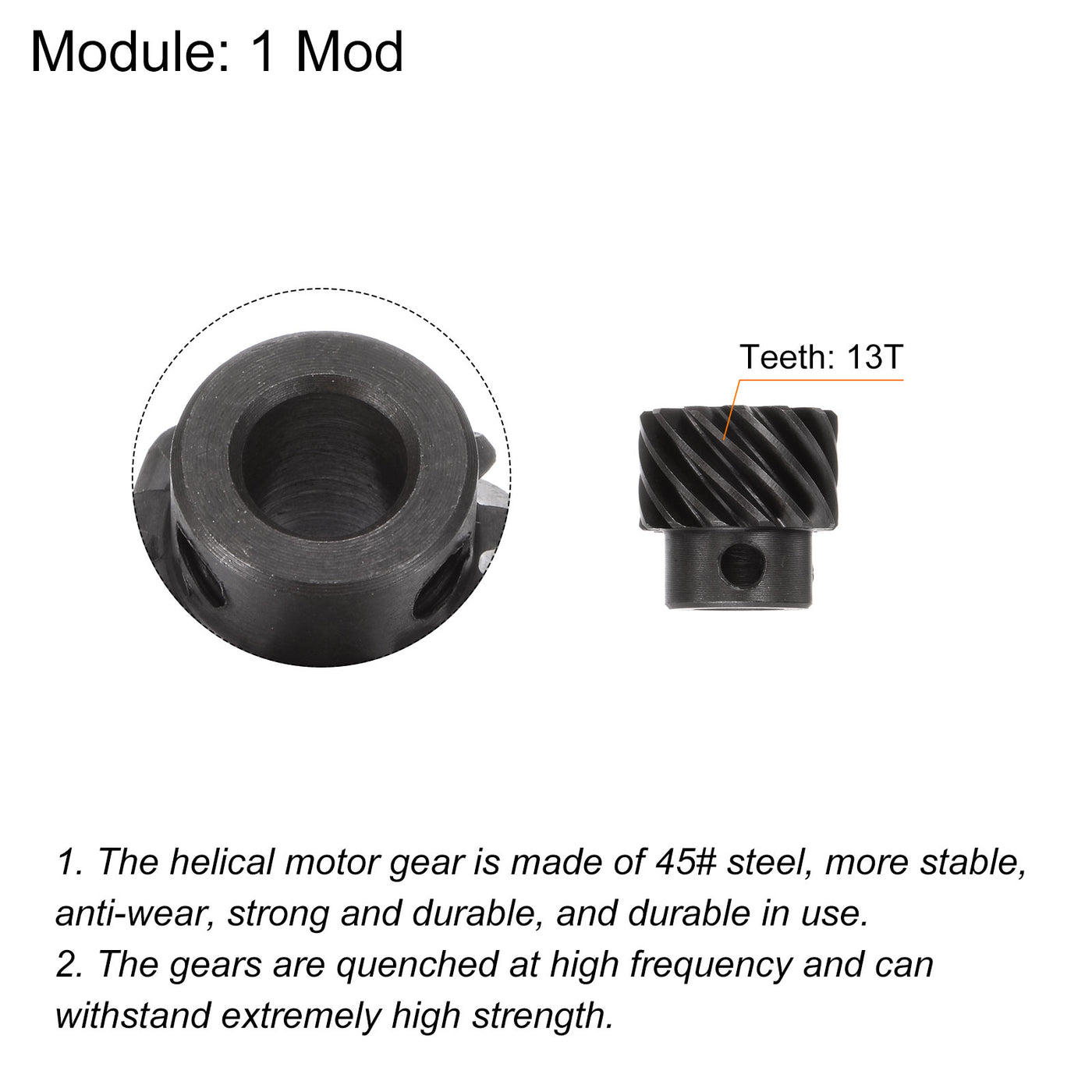 uxcell Uxcell 8mm 13T Spirale 1 Mod Gehärtet 45# Stahl Spurdifferential Motor Linke Richtung