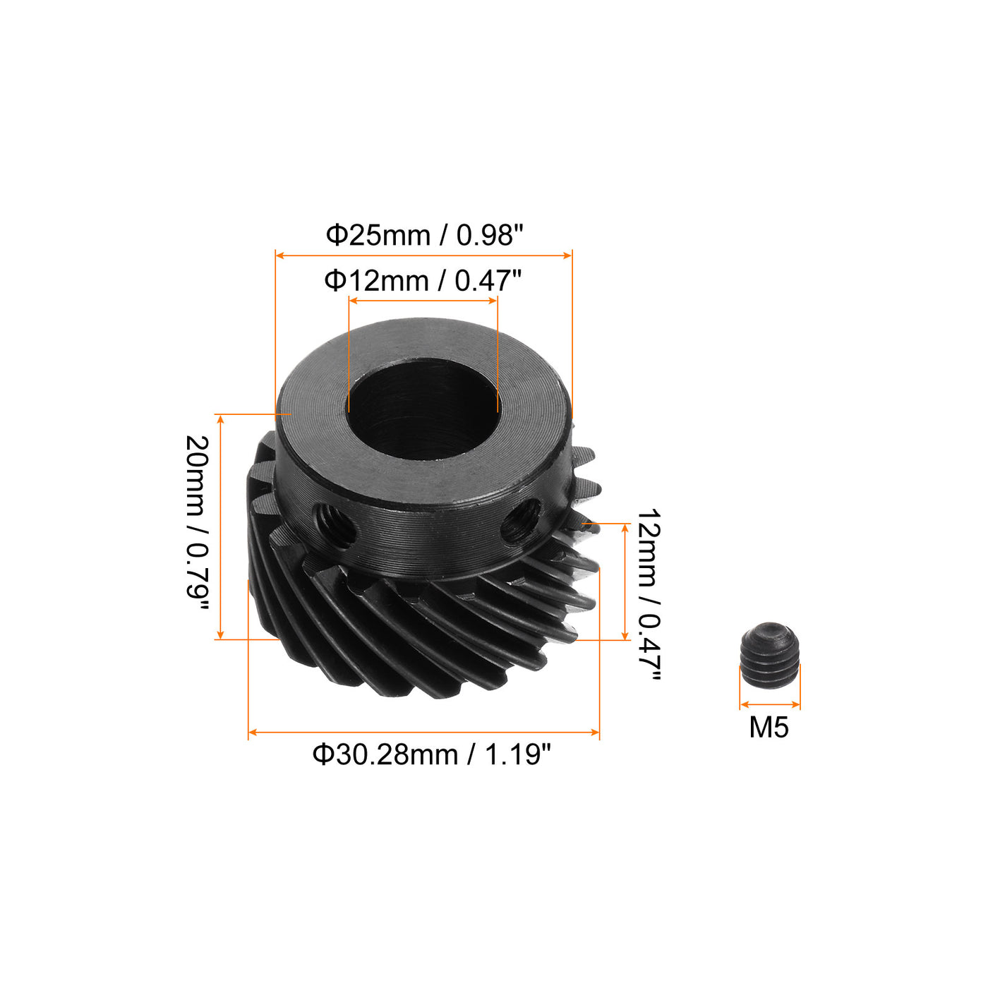 uxcell Uxcell 12mm Aperture 20T Helical Gear 1 Mod Hardened Steel Motor Gear, Left Direction