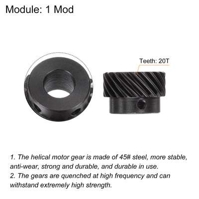 Harfington Uxcell 12mm Aperture 20T Helical Gear 1 Mod Hardened Steel Motor Gear, Left Direction