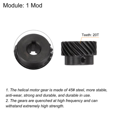 Harfington Uxcell 10mm 20T Spirale 1 Mod Gehärtet 45# Stahl 3x1.4mm Passfedernut Linke Richtung