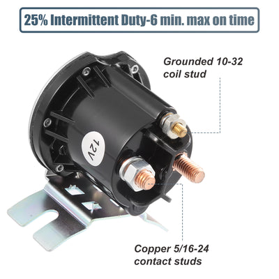 Harfington Starter Solenoid Switch Relay Intermittent Duty Cycle 12 Volt DC Contactor 634-1261-212 Solenoid Control Relay Switch  3 Terminals for RV Grid Heater Lawn and Garden Tools