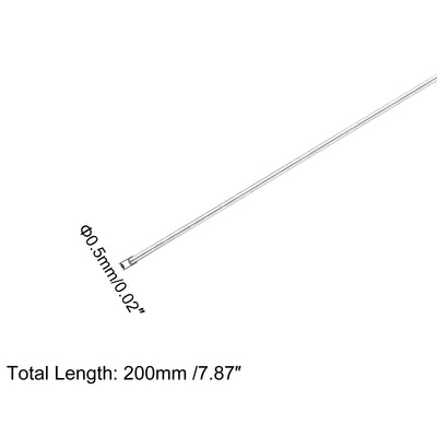 Harfington 304 Stainless Steel Round Rods, 0.5mm x 200mm Solid Shaft Rods Pack of 20