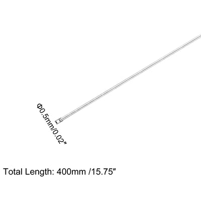 Harfington 304 Stainless Steel Round Rods, 0.5mm x 400mm Solid Shaft Rods Pack of 20