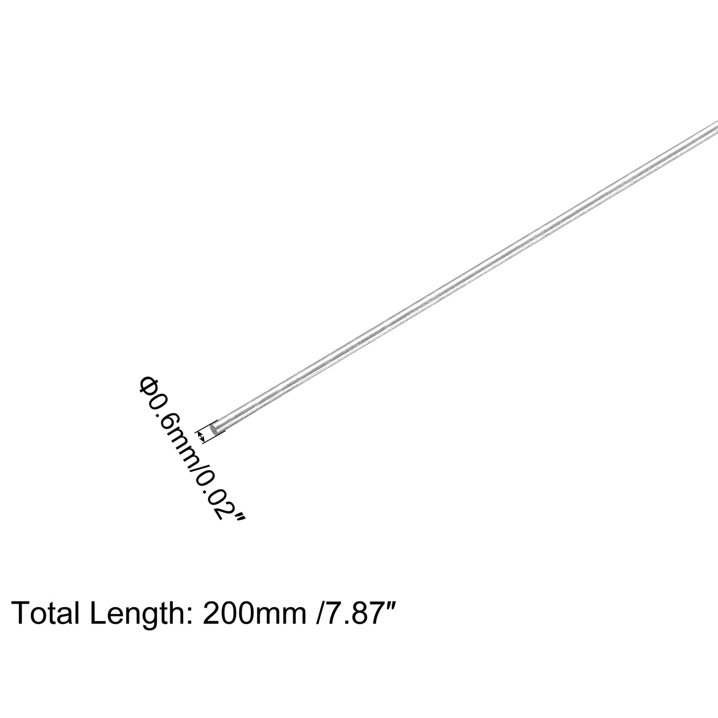 Harfington 304 Stainless Steel Round Rods, 0.6mm x 200mm Solid Shaft Rods Pack of 20