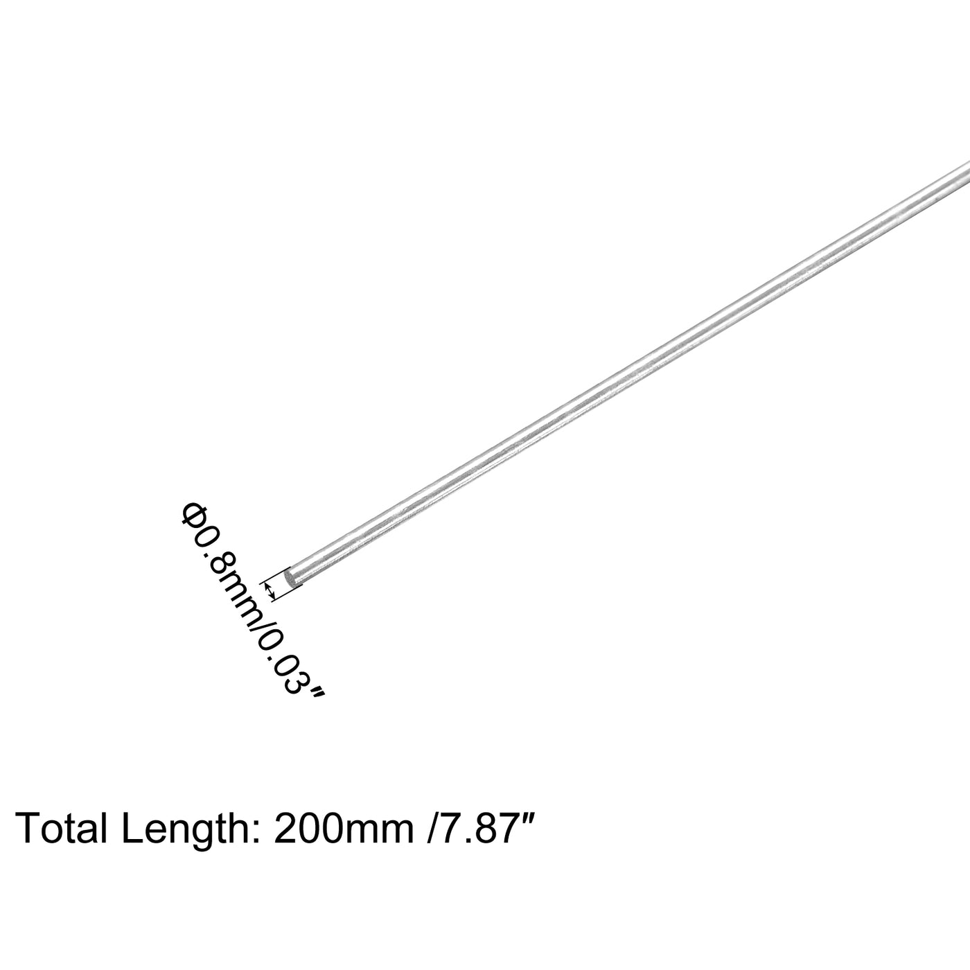 Harfington 20Stk. 304 Edelstahl Rund Stange 0.8mm x 200mm Vollwellenstange für DIY Handwerk Modellauto Hubschrauber Flugzeug