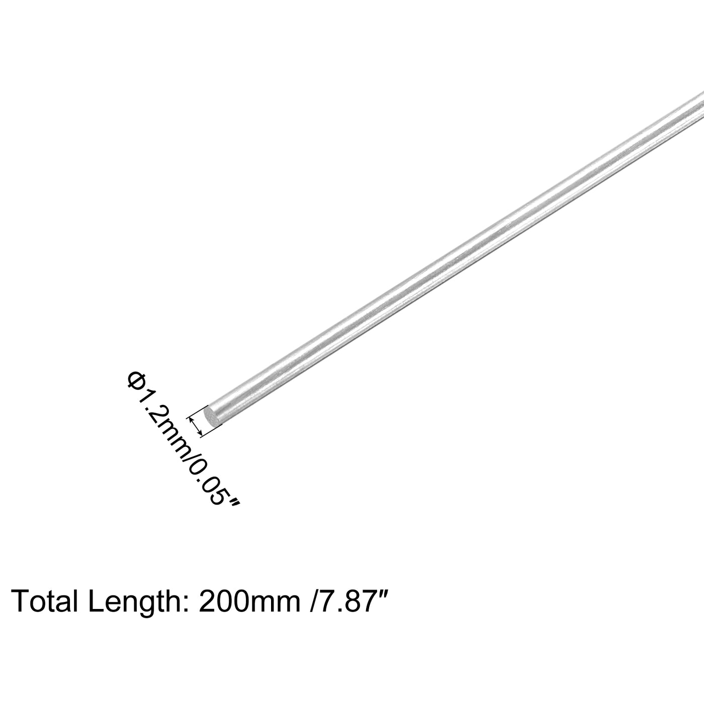 Harfington 304 Stainless Steel Round Rods, 1.2mm x 200mm Solid Shaft Rods Pack of 10