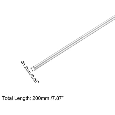 Harfington 304 Stainless Steel Round Rods, 1.2mm x 200mm Solid Shaft Rods Pack of 10