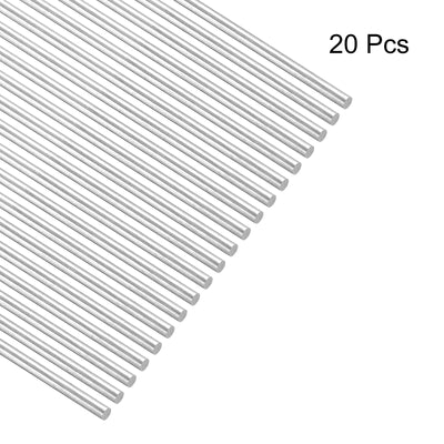 Harfington 304 Stainless Steel Round Rods, 1.2mm x 200mm Solid Shaft Rods Pack of 20