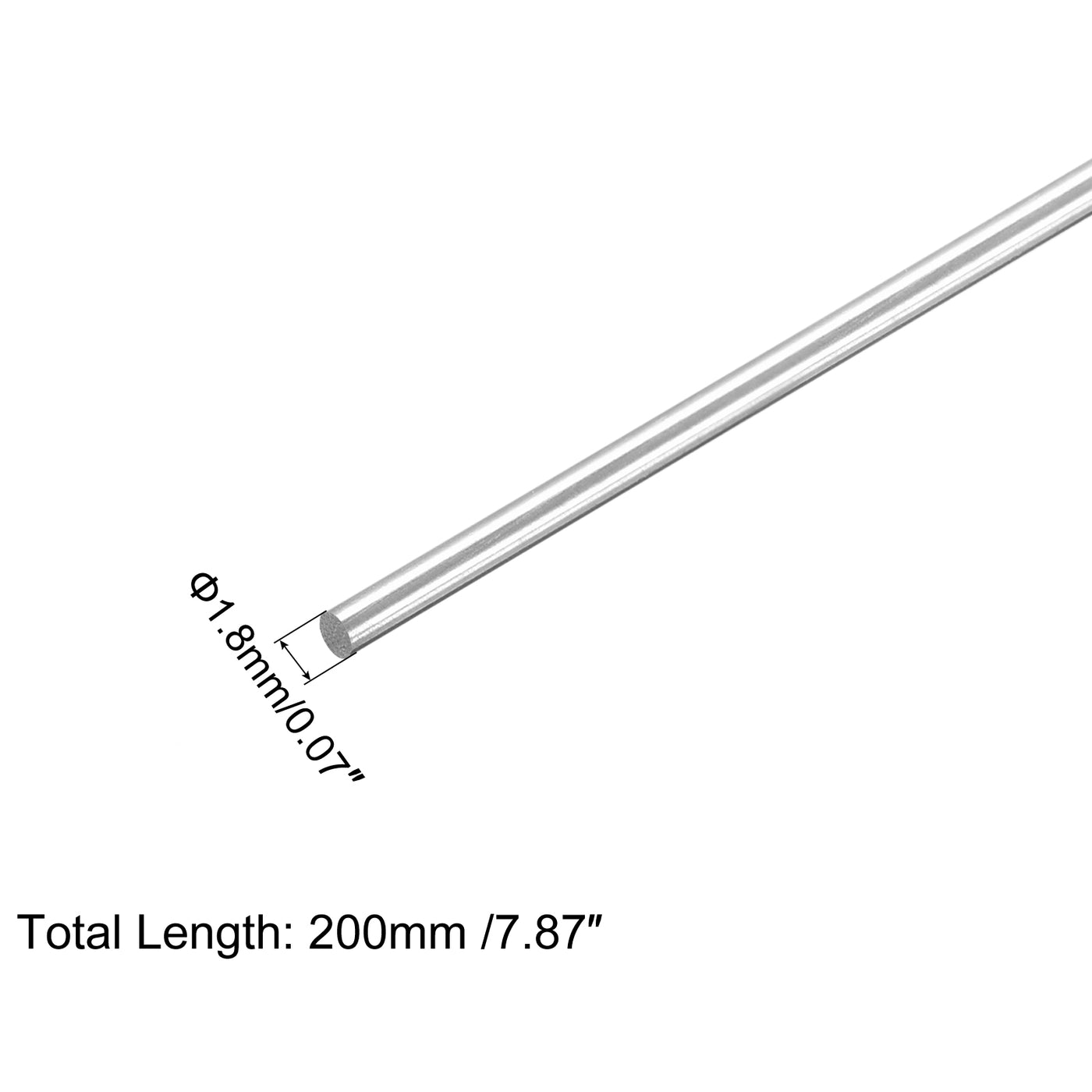 Harfington 304 Stainless Steel Round Rods, 1.8mm x 200mm Solid Shaft Rods Pack of 10