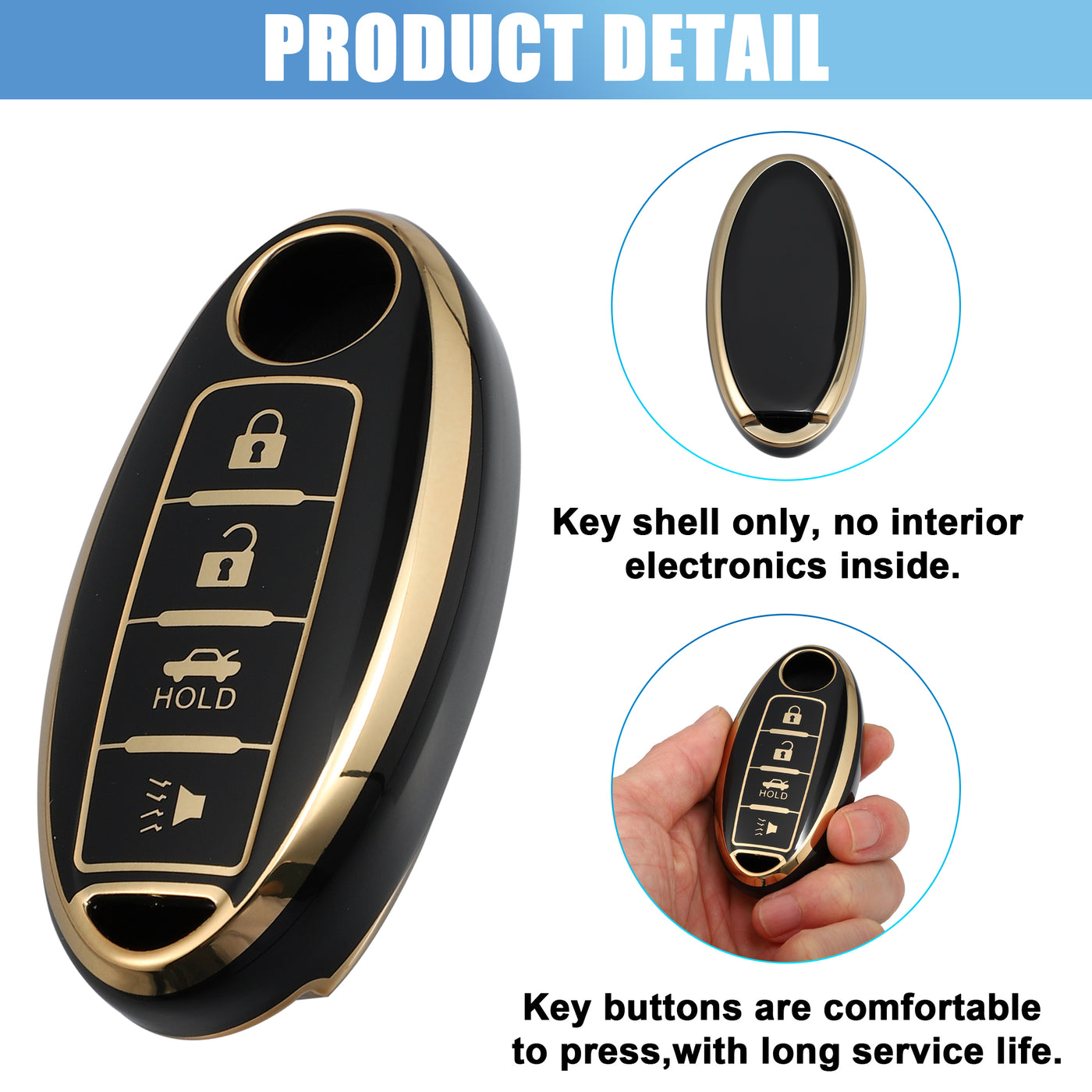 X AUTOHAUX Silicone Smart Key Fob Case Cover for INFINITI QX80 2014 Key Fob Shell Protector Keyless Black