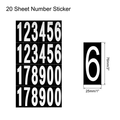 Harfington Number Stickers Mailbox Numbers Self Adhesive 12345178900 76x25mm White and Black for Residence Mailbox Signs, 20 Sheets(480pcs)