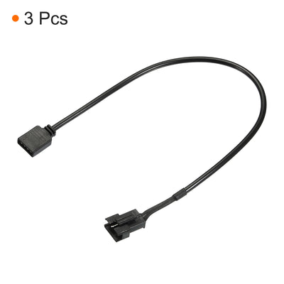 Harfington 4 Pin 12V 30cm Long Computer Motherboard Interface to SM4P Male Extension Cable, 3Pack Power Adapter Plastic Metal for RGB Fans LED Strips, Black