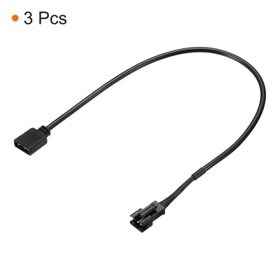 Harfington 3 Pin 5V 30cm Long Computer Motherboard Interface to SM3P Male Extension Cable, 3 Pack Power Adapter Plastic Metal for RGB Fans LED Strips, Black