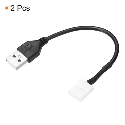 Harfington 2Pin 15cm USB-Stecker zu 8mm Lötfreie 2Pack LED Anschlüsse für LED-Streifen