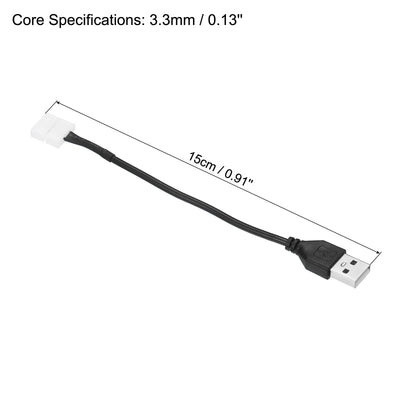 Harfington 2Pin 15cm USB-Stecker zu 10mm Lötfreie 2Pack LED Anschlüsse für LED-Streifen