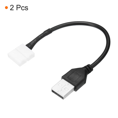 Harfington 2Pin 15cm USB-Stecker zu 10mm Lötfreie 2Pack LED Anschlüsse für LED-Streifen