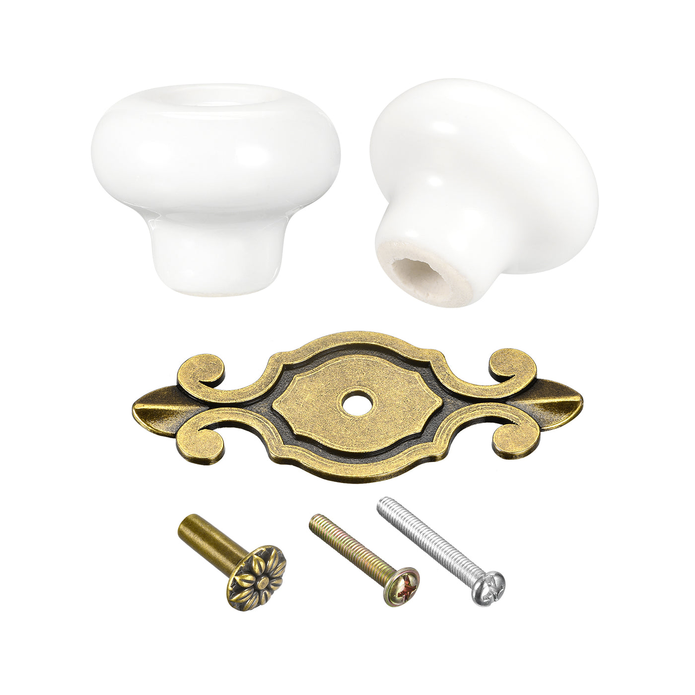 uxcell Uxcell 32x26mm Vintage Ceramic Drawer Knobs Pulls for Dresser Bronze/White 6Pcs