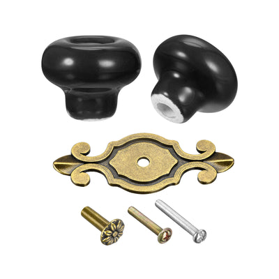 uxcell Uxcell 32x26mm Vintage Ceramic Drawer Knobs Pulls for Dresser Bronze/Black 2Pcs