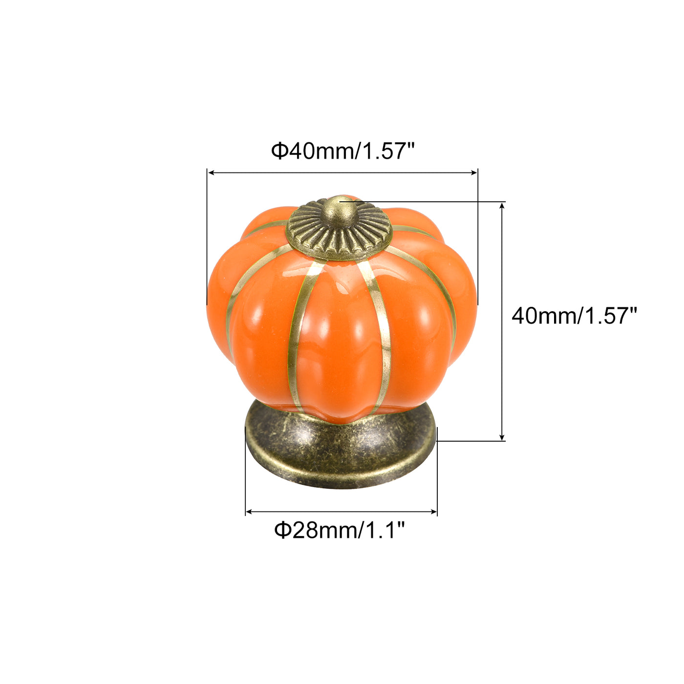 uxcell Uxcell 40x40mm Pumpkin Shape Vintage Ceramic Drawer Knobs for Dresser Orange 6Pcs