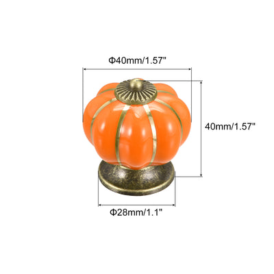 Harfington Uxcell 40x40mm Pumpkin Shape Vintage Ceramic Drawer Knobs for Dresser Orange 6Pcs