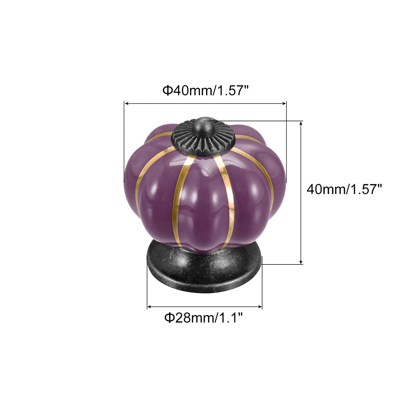 uxcell Uxcell 40x40mm Pumpkin Shape Vintage Ceramic Drawer Knobs for Dresser Purple 4Pcs