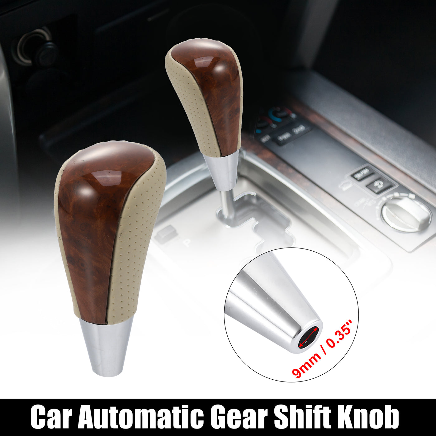 X AUTOHAUX Car Automatic Gear Stick Shift Knob for Toyota RAV4 Corolla Avalon Yaris 4Runner Sienna Camry Tacoma for Lexus ES GS SC RX LS Beige Brown Wood Grain