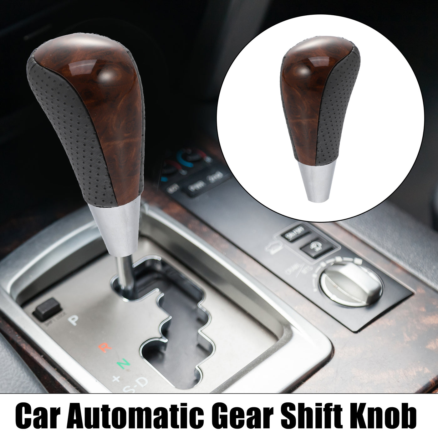 X AUTOHAUX Car Automatic Gear Stick Shift Knob for Toyota RAV4 Corolla Avalon Yaris 4Runner Sienna Camry Tacoma for Lexus ES GS SC RX LS Gray Brown Wood Grain