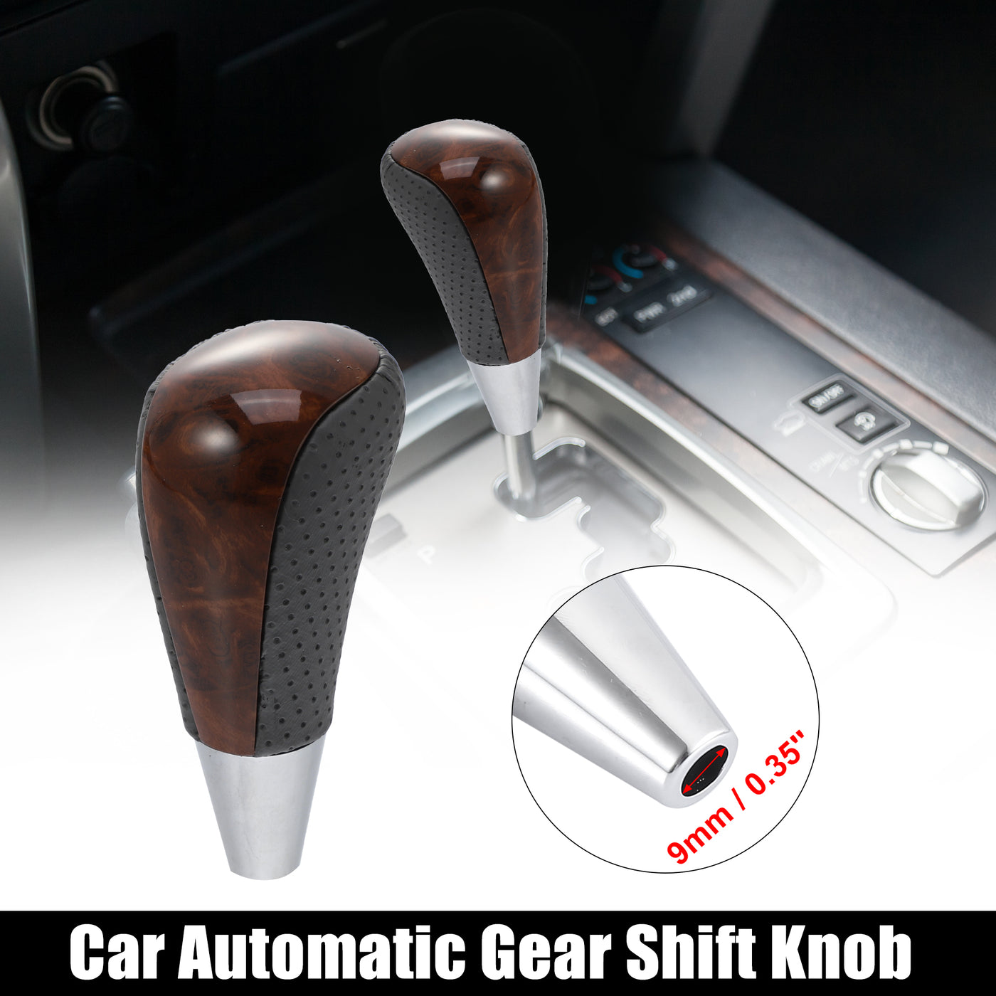 X AUTOHAUX Car Automatic Gear Stick Shift Knob for Toyota RAV4 Corolla Avalon Yaris 4Runner Sienna Camry Tacoma for Lexus ES GS SC RX LS Gray Brown Wood Grain