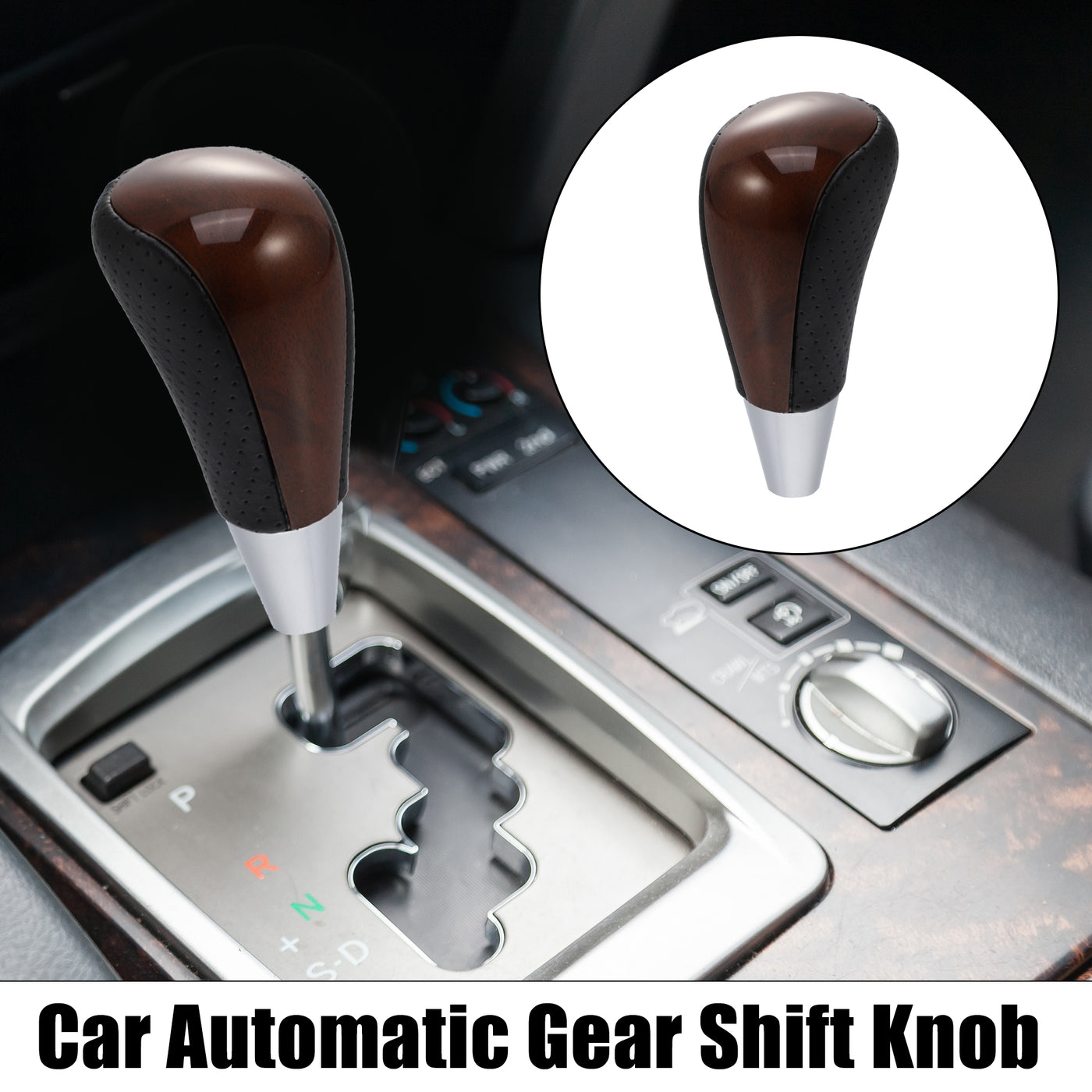 X AUTOHAUX Car Automatic Gear Stick Shift Knob for Toyota RAV4 Corolla Avalon Yaris 4Runner Sienna Camry Tacoma for Lexus ES GS SC RX LS Black Brown Wood Pattern