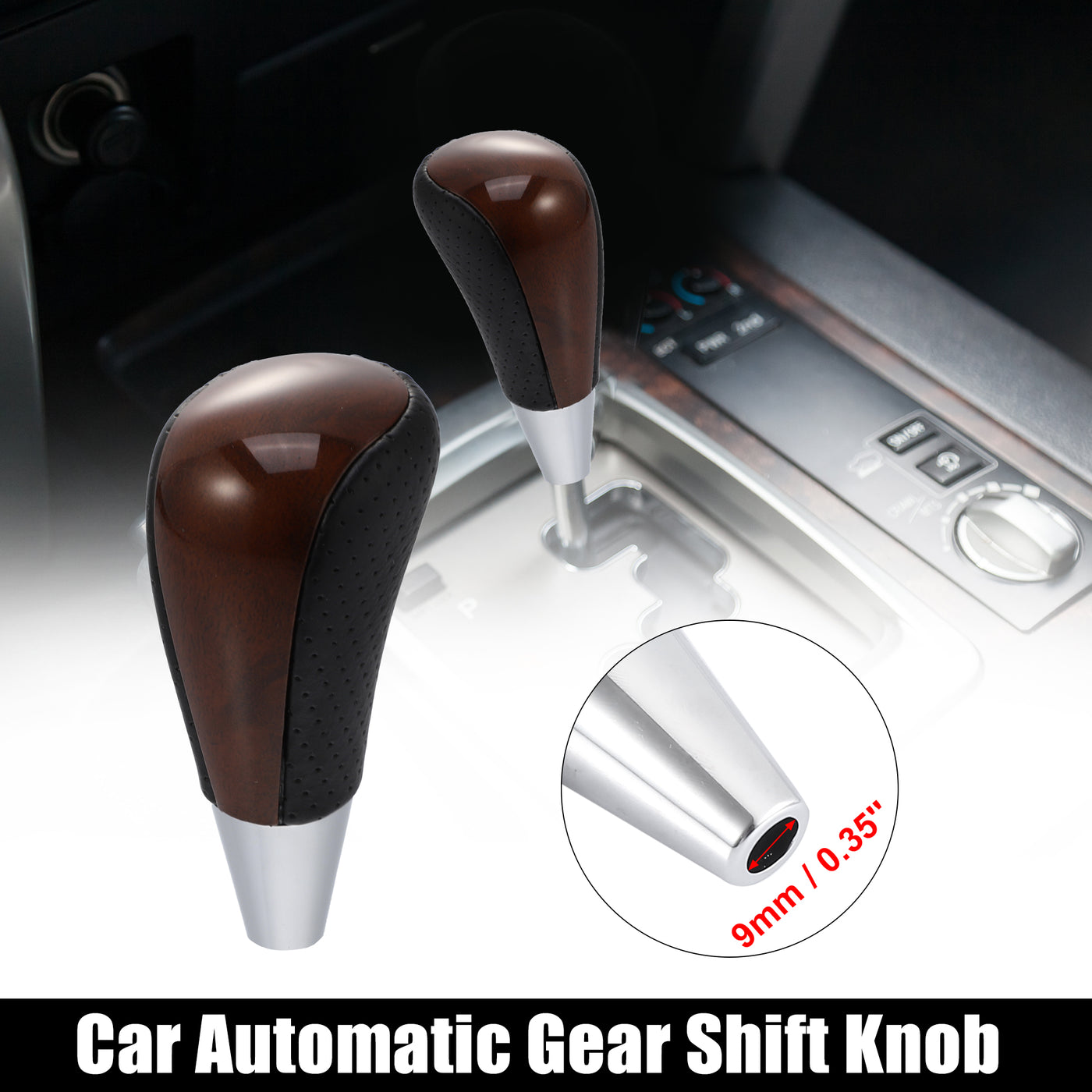 X AUTOHAUX Car Automatic Gear Stick Shift Knob for Toyota RAV4 Corolla Avalon Yaris 4Runner Sienna Camry Tacoma for Lexus ES GS SC RX LS Black Brown Wood Pattern