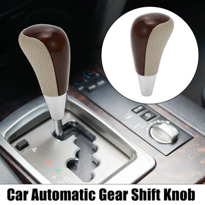 Harfington Car Automatic Gear Stick Shift Knob for Toyota RAV4 Corolla Avalon Yaris 4Runner Sienna Camry Tacoma for Lexus ES GS SC RX LS Beige Brown Wood Pattern