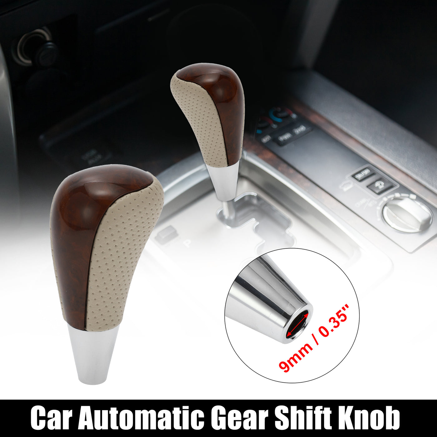 X AUTOHAUX Car Automatic Gear Stick Shift Knob for Toyota RAV4 Corolla Avalon Yaris 4Runner Sienna Camry Tacoma for Lexus ES GS SC RX LS Beige Brown Wood Pattern