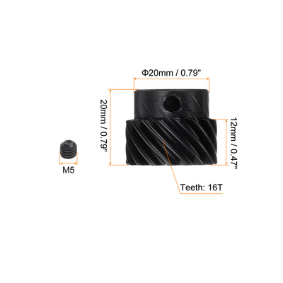 Harfington Helical Gear 12mm Aperture 16T 1 Mod Hardened Steel Motor Gear, Left Direction