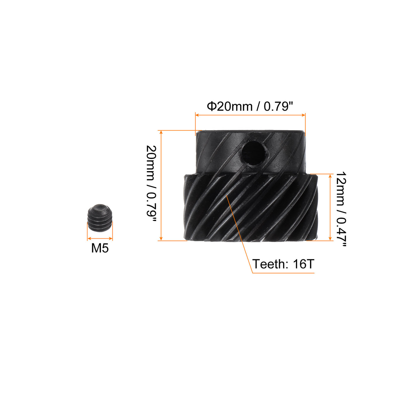 Harfington Helical Gear 12mm Aperture 16T 1 Mod Hardened Steel Motor Gear, Right Direction