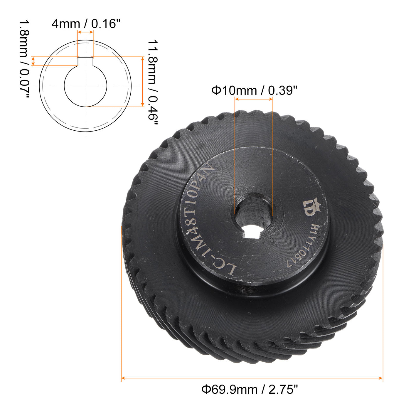 Harfington Spiral Getriebe 10mm 48T 1 Mod Gehärtet 45# Stahl Motor mit Stufe Linke Richtung