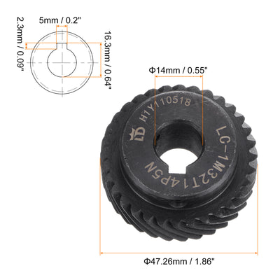 Harfington Helical Gear 14mm Inner Dia 32T 1 Mod Hardened Steel Motor Gear, Left Direction