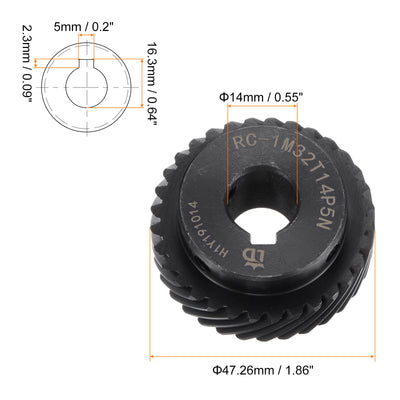 Harfington Helical Gear 14mm Inner Dia 32T 1 Mod Hardened Steel Motor Gear, Right Direction